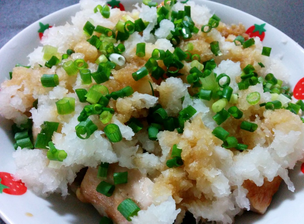 Grilled Chicken Breast Meat with Grated White Radish and Ponzu Source